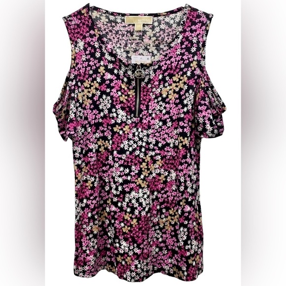 Michael Kors Tops - Michael Kors Floral Sleeveless Cold-shoulder Blouse